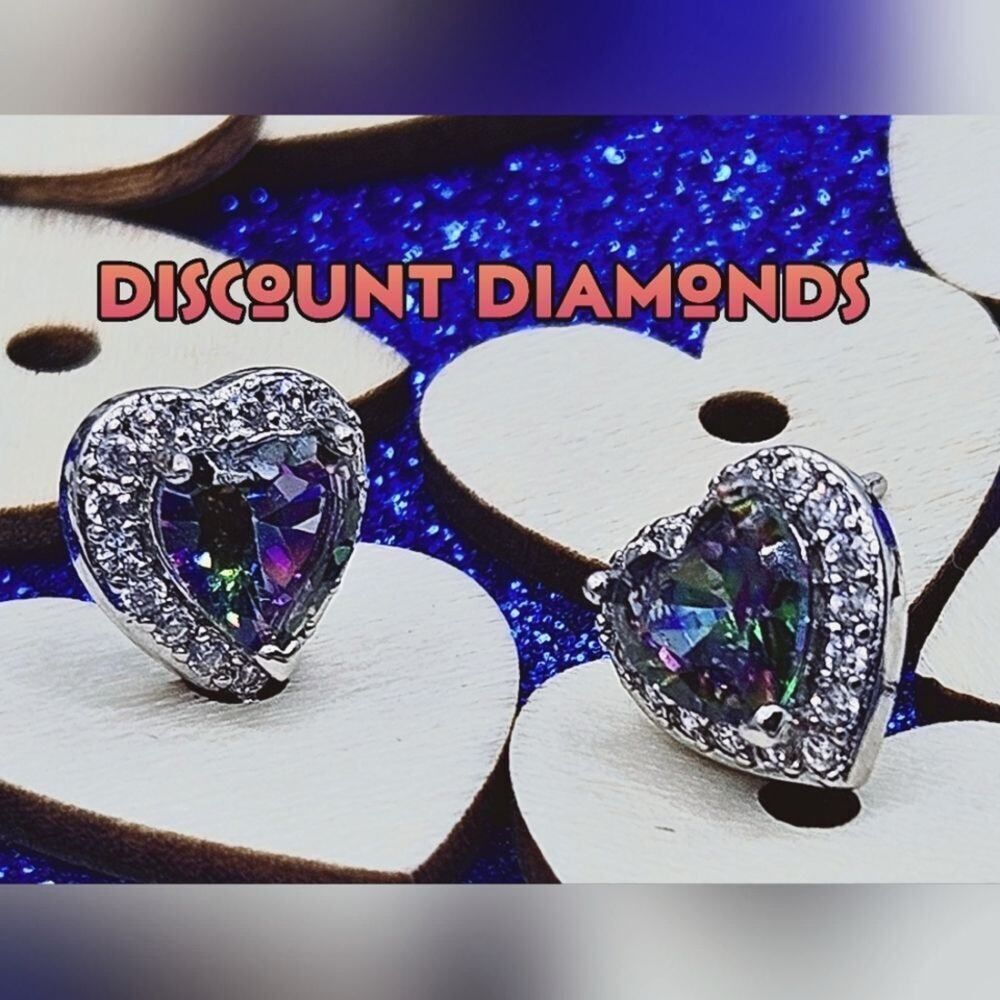 Heart Shaped Mystic Topaz Earrings on 925 Sterling Silver
